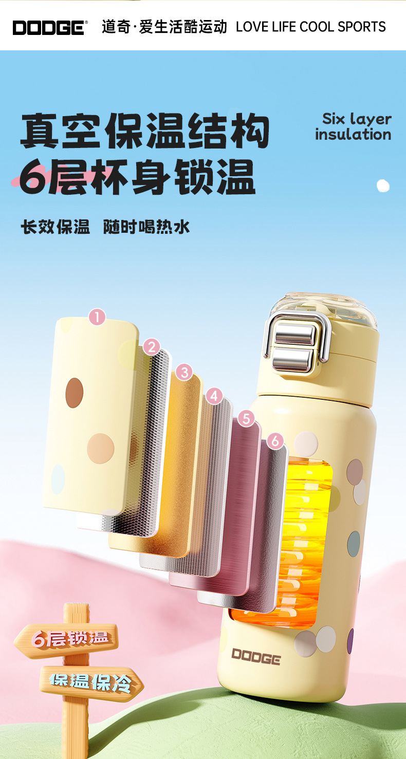 希乐道奇保温杯新款水杯多巴胺儿童316吸管双饮杯学生上学水壶详情6