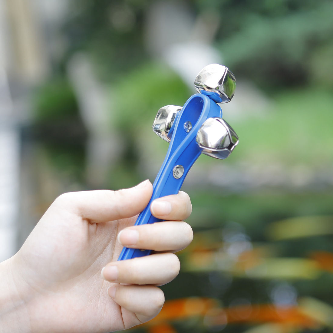 Orff percussion instruments, three-bell leather rattle, three-bell hand rattle, early education and educational toys for kindergarten children, rattle pic 6