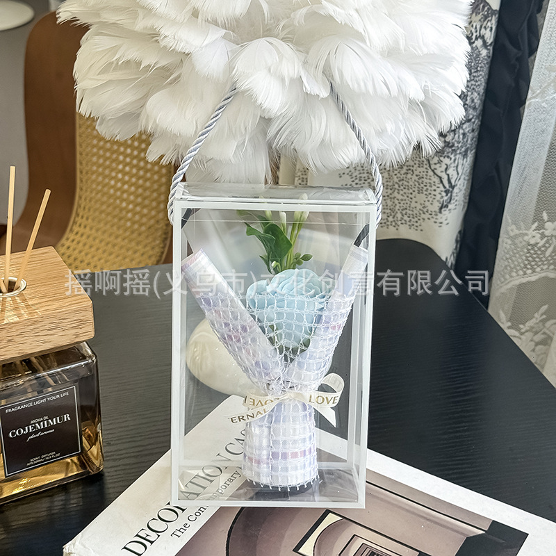 跨境教师节苏醒香皂花透明盒永生花束玫瑰送朋友创意伴手礼花束详情7