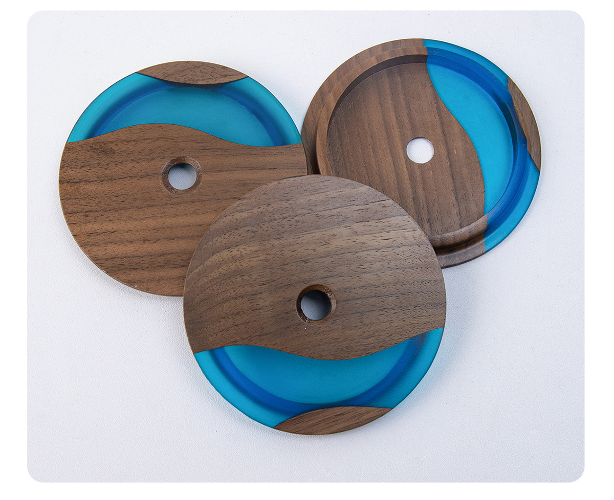 杯垫胡桃木树脂工艺圆形杯垫茶杯托厂家直销加厚隔热垫批发详情8