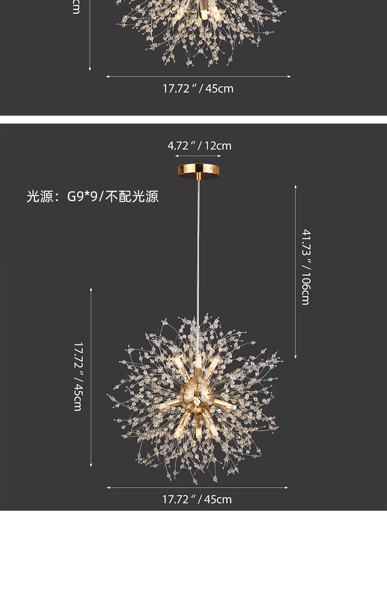 批发跨境水晶吊灯客厅高级感卧室餐厅吊灯亚马逊轻奢北欧水晶灯具详情15