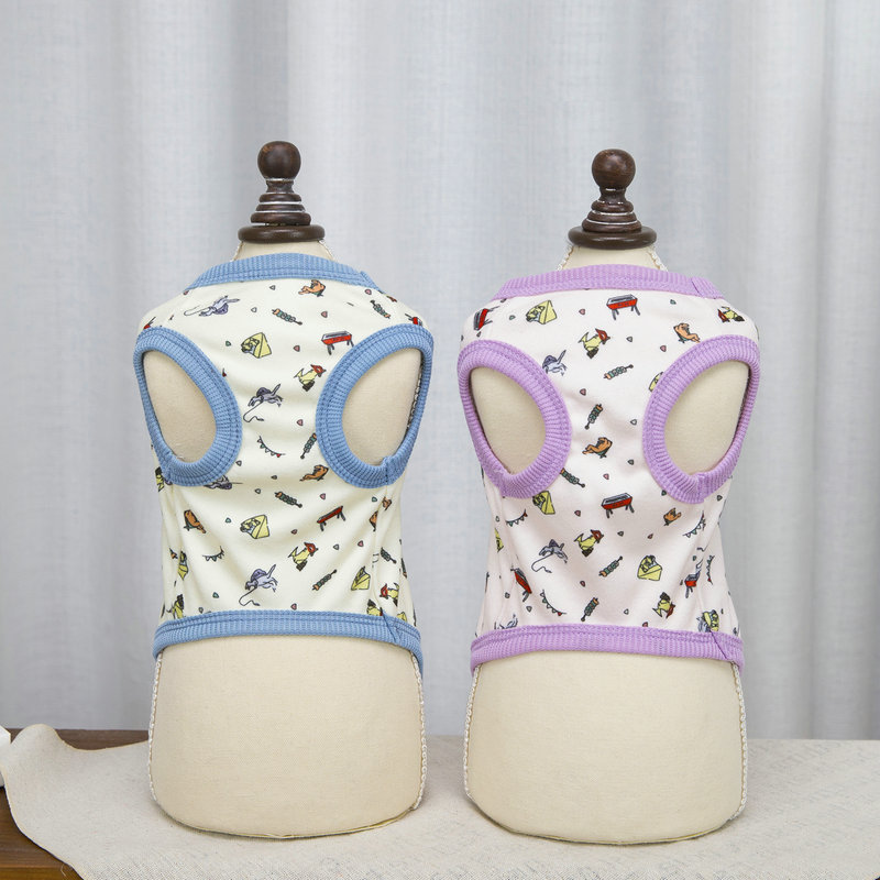 春夏宠物薄款背心 狗狗卡通印花衣服泰迪比熊博美小型犬猫咪通用详情6