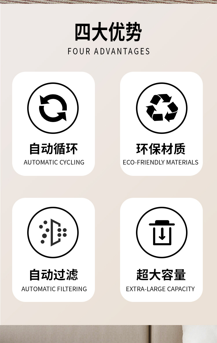 宠物猫咪自动饮水机 1.8L大容量自动循环过滤饮水器活水猫狗喂水详情2