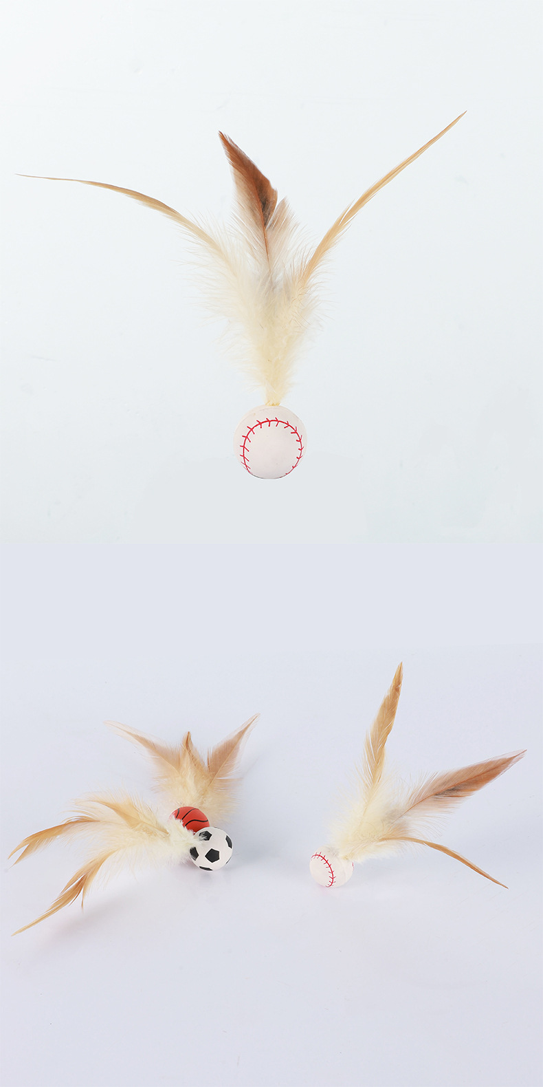 New cross-border internet-famous chicken feather rubber elastic ball feather throwing cat toy for self-entertainment and boredom pet toy pic 16