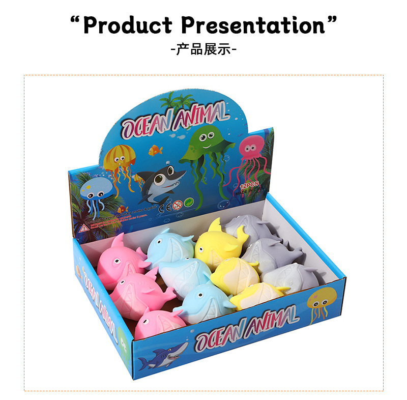 跨境热卖鲨鱼软胶发泄玩具 卡通diy鲨鱼tpr捏捏乐地摊减压玩具详情10