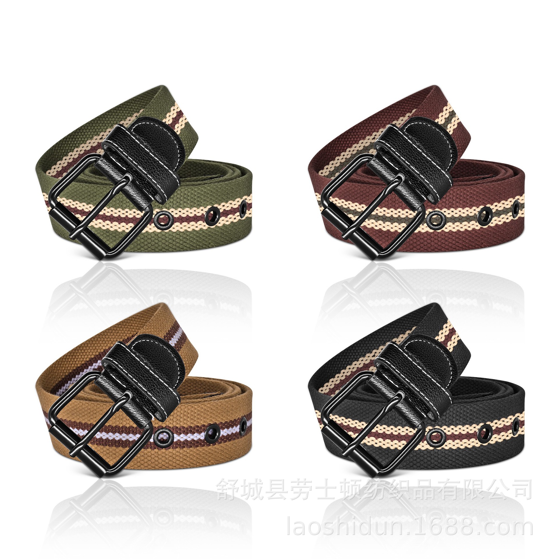 新款100克加厚条纹棉带 编织内腰带针扣训练常服皮带战术腰带详情7