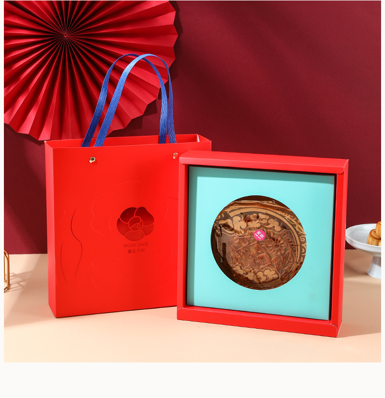 国潮 现货2025新款国潮中秋礼盒6粒装高级月饼手提折叠礼品包装盒附贺卡详情18