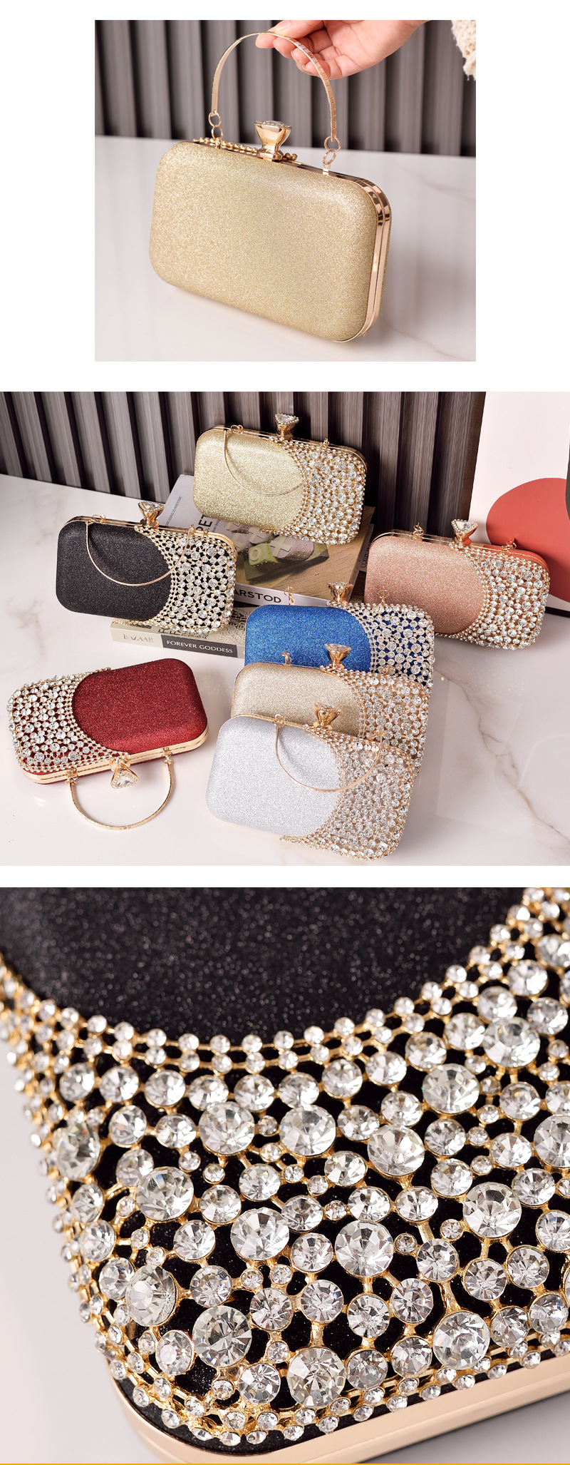 热卖镶钻晚宴包黑色气质礼服包婚宴妈妈手拿包旗袍晚装包跨境女包详情7