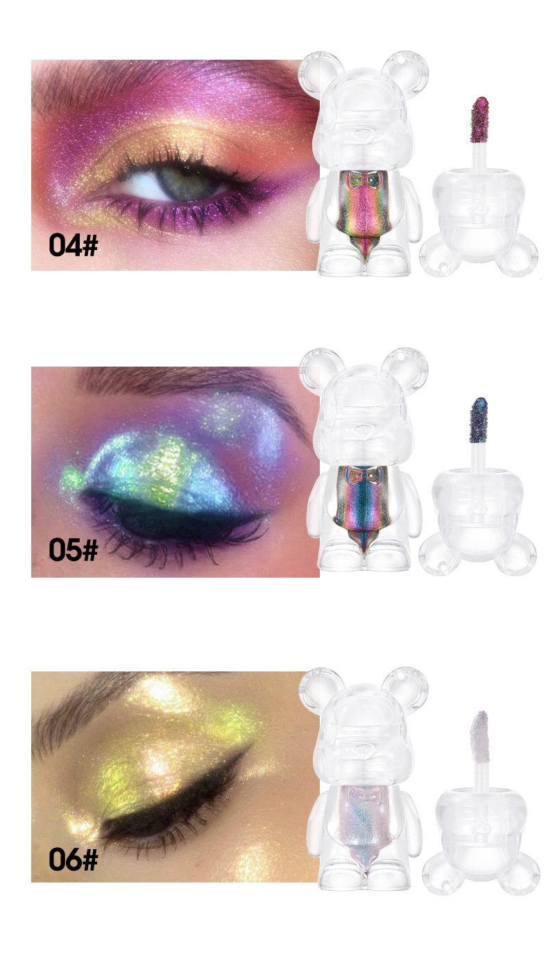 【跨境专供】QICIY变色龙眼影欧美彩妆6色眼影珠光细闪小熊眼影详情11