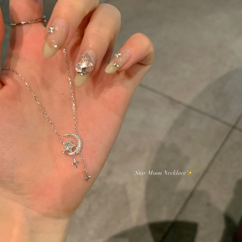 银贝S925通体项链星月浪漫吊坠锁骨链女轻奢精致纯欲仙气高级颈链详情14