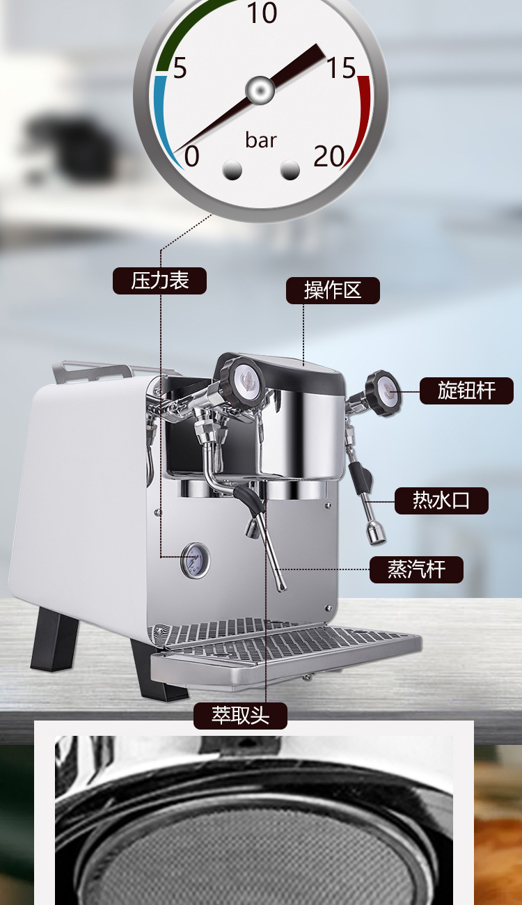 Serie KE-10A/B máquina de café comercial semiautomática sub-madre caldera de alta presión máquina de espuma de leche pequeña pic 7