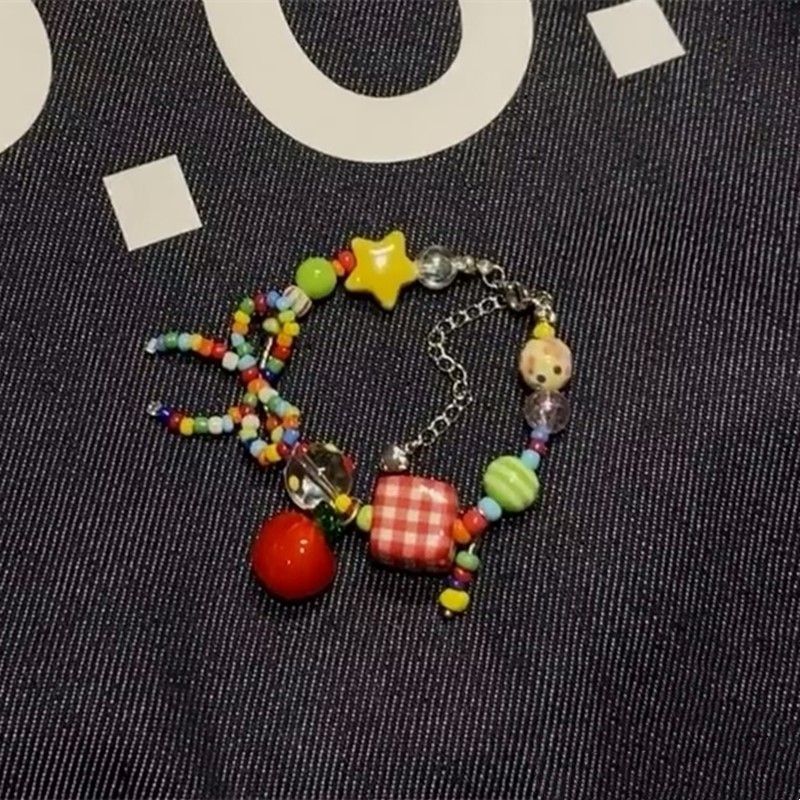 Fun and sweet girl, colorful Apple Paradise necklace, sweet and cool girl style, high appearance level, beaded collarbone chain new style pic 7