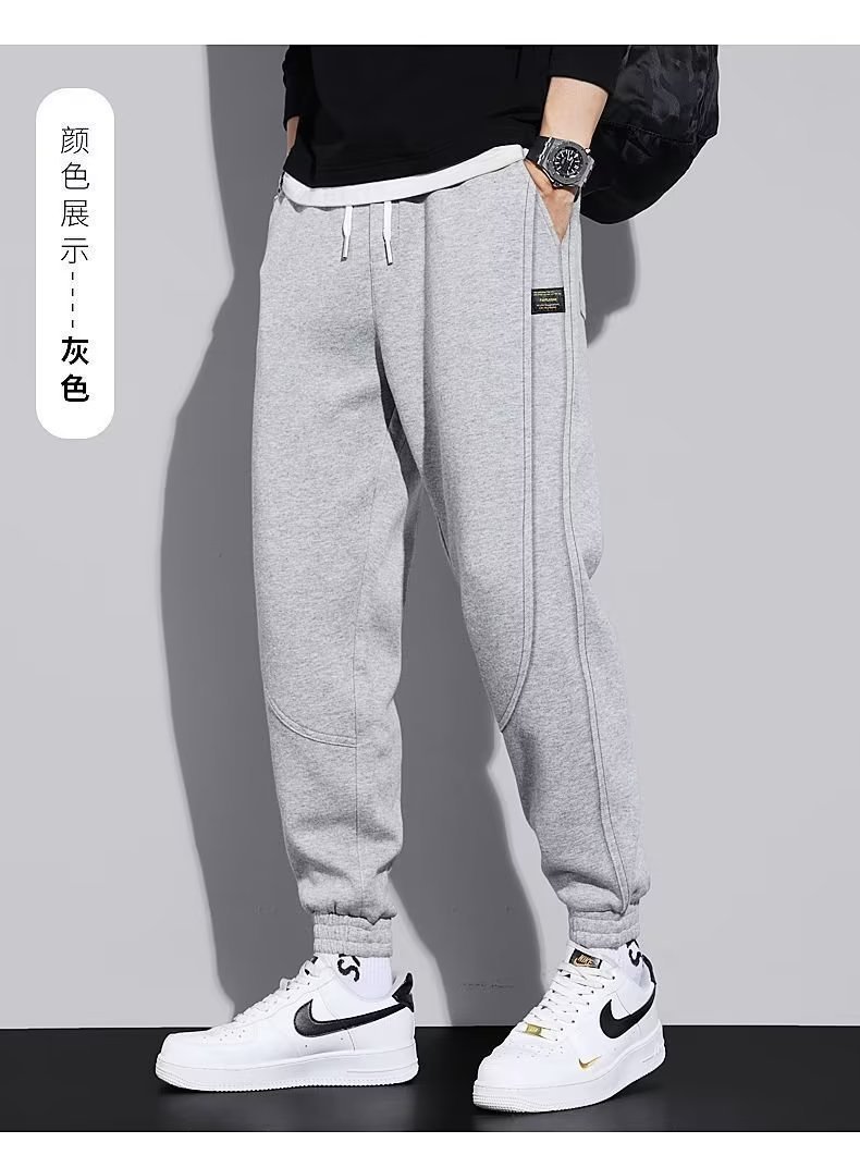 休闲卫裤男士春秋款宽松束脚裤秋季抽绳弹力针织运动裤子潮男长裤详情17