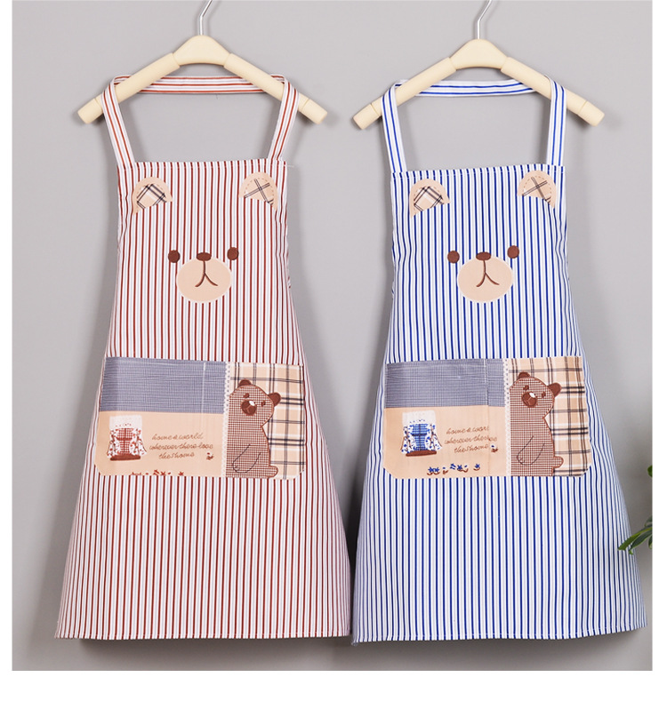 Korean cartoon neck-hanging apron bear waterproof, stain-resistant, oil-resistant and wear-resistant shoulder strap apron kitchen home cooking sleeveless baking waistband pic 12