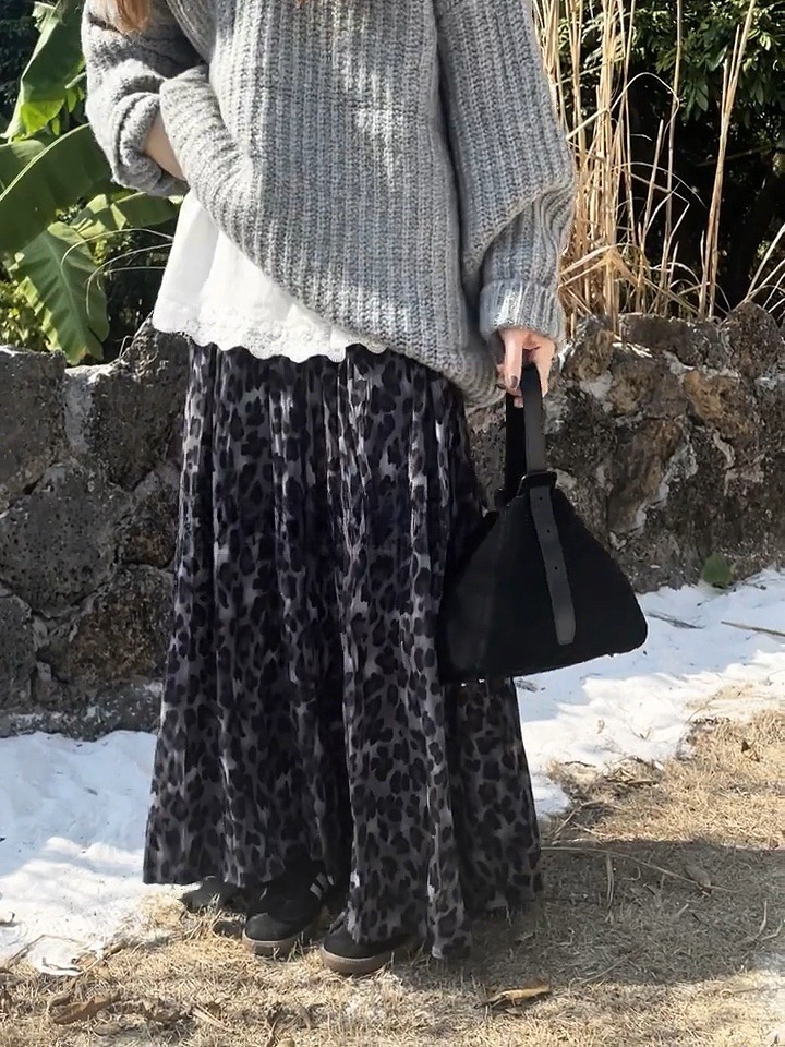 时髦又复古感豹纹半身裙女2025早春新款松紧腰显瘦时尚气质半裙子详情7