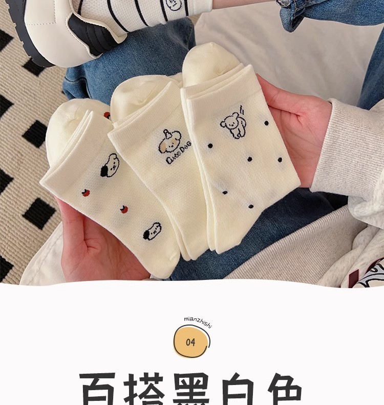 Wholesale of Chinese-style white mid-calf socks for women, summer thin anti-odor socks, Japanese-style cute cartoon sweat-absorbing spring and autumn long socks pic 7