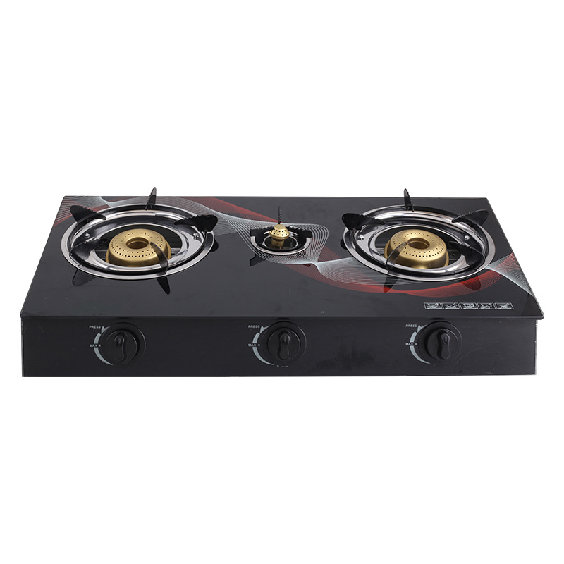 ATLAS European-style three-burner gas stove with tempered glass panel, high-intensity flame stove, liquefied gas household stove, for export only pic 10