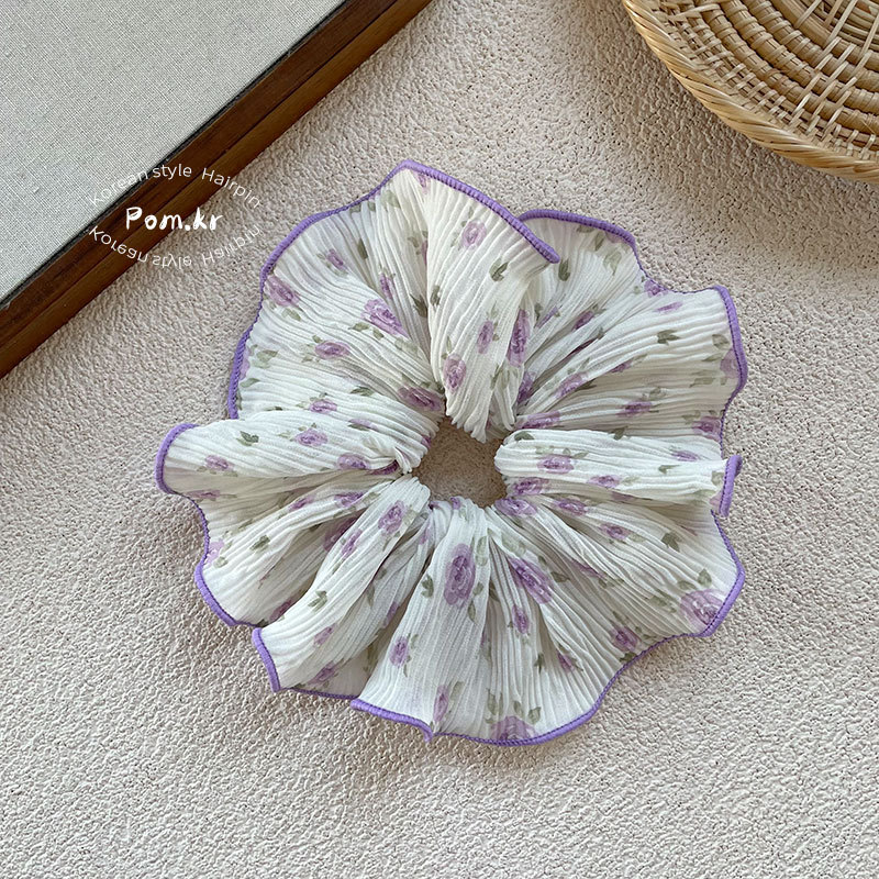 新款韩系碎花温柔大肠发圈少女甜美高弹力马尾头饰后脑勺发圈发饰详情11