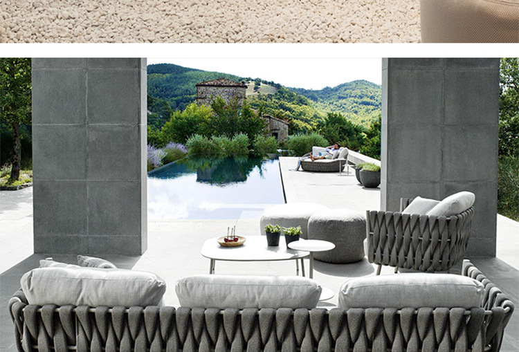 游仁北欧沙发庭院花园绳编民宿阳台藤椅室外露天藤编家具手工编织详情31