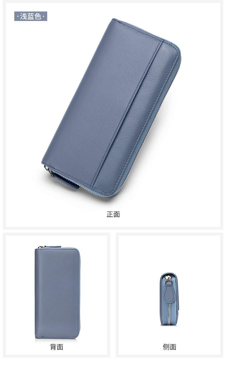 女士长款钱包真皮风琴卡包多卡位rfid手拿包大容量拉链零钱包跨境详情24
