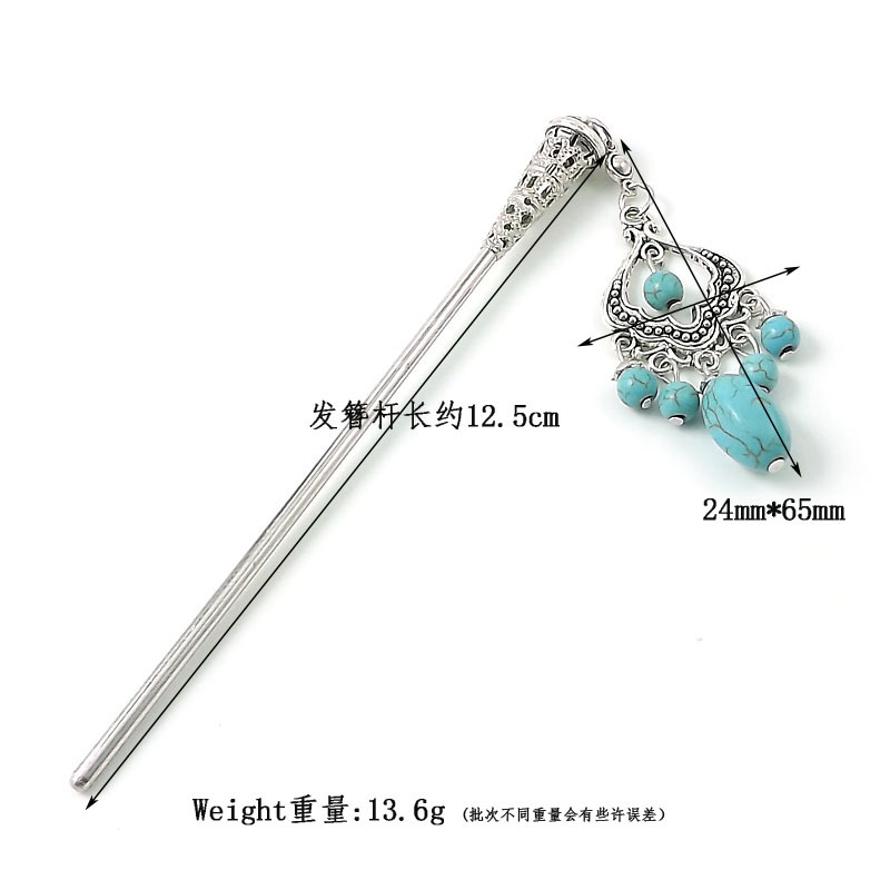 民族风波西米亚饰品苗族苗银带坠舞台演出发簪发钗发饰头饰簪子详情3