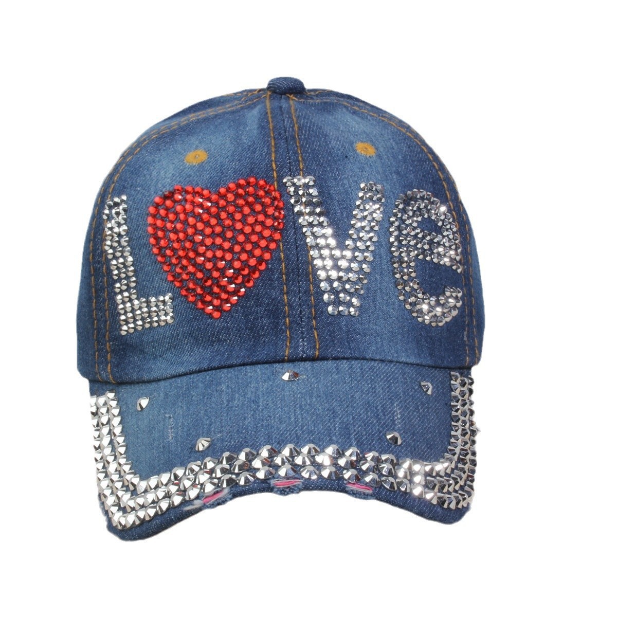 牛仔镶钻棒球帽弯檐男帽女帽百搭款遮阳鸭舌帽夏季休闲百搭帽子详情2