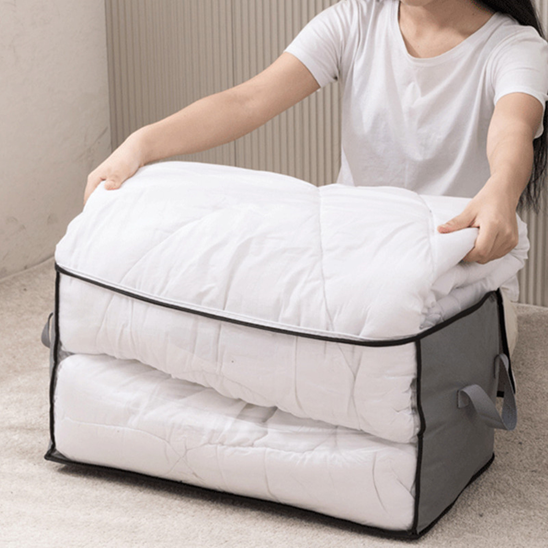 跨境衣服无纺布折叠衣物衣柜被子收纳袋收纳箱防尘可视款整理袋详情7