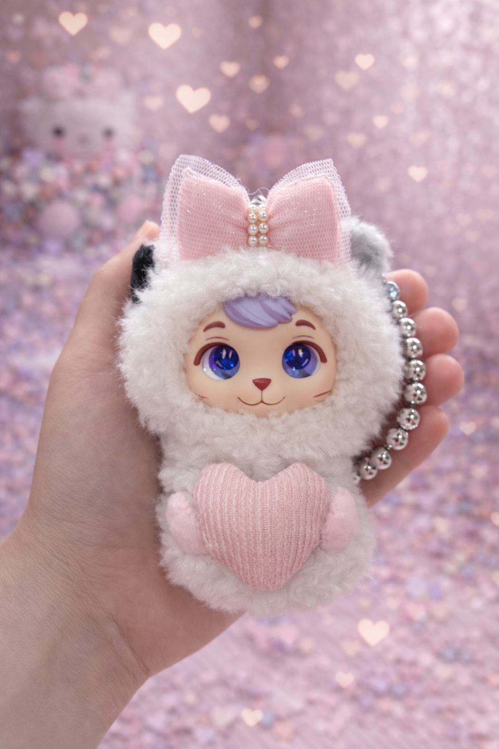 Original rubber face plush keychain pendant, plush doll figurine, birthday gift pic 5
