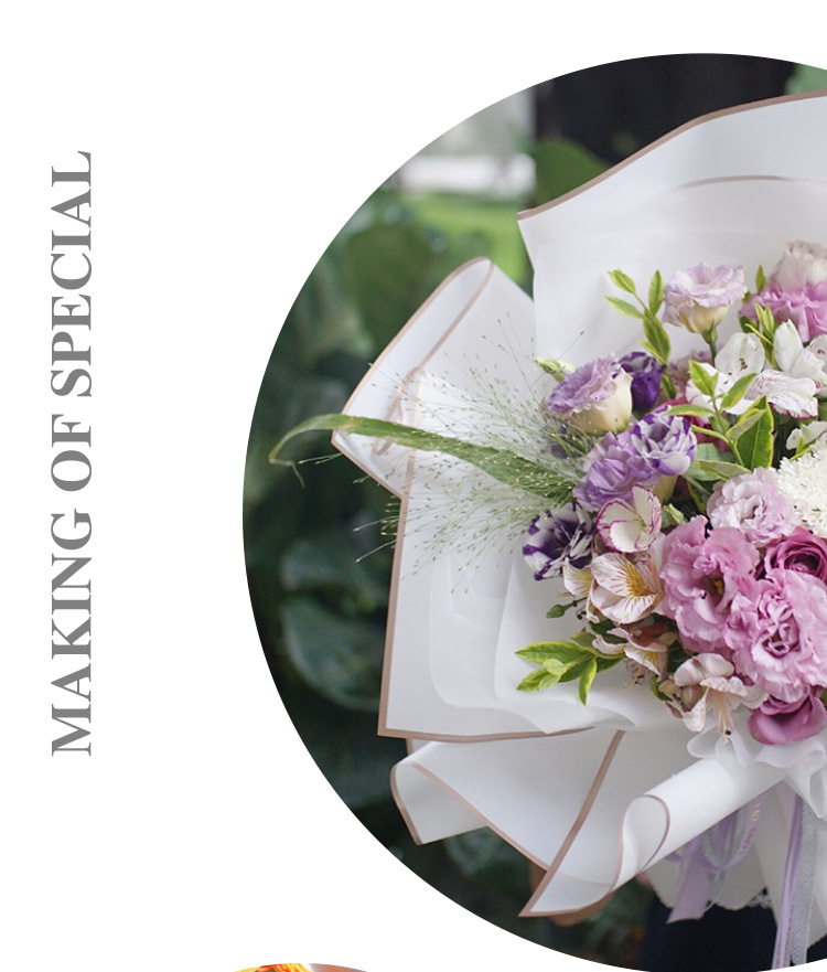 包花纸外贸畅销韩式花艺鲜花花束纸金边边框雾面纸 果冻膜包装纸详情13