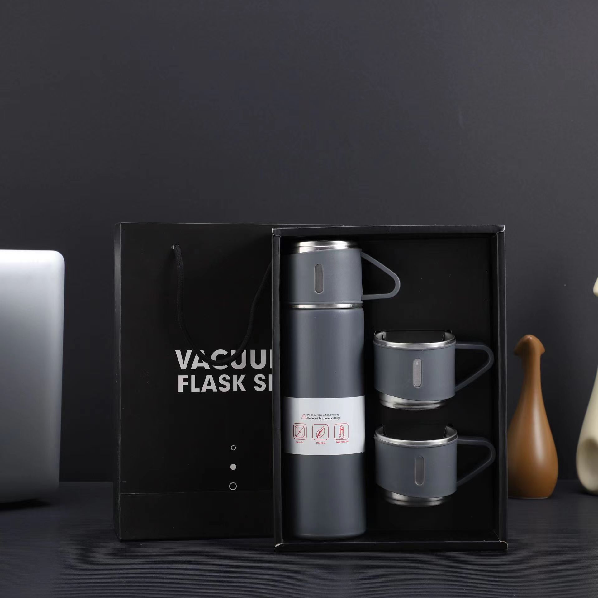 商务杯304不锈钢保温杯套装便携直杯一杯三盖水杯高档礼盒套装详情8