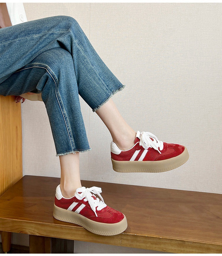 厚底拼色德训鞋女2025新款小个子增高百搭平底系带运动休闲阿甘鞋详情14