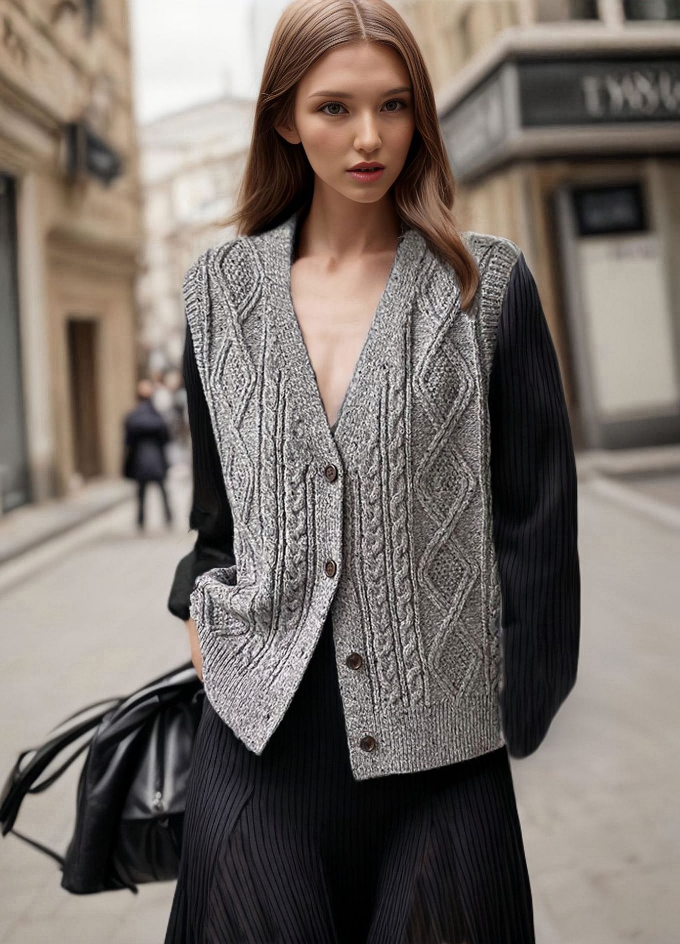 The new loose sleeveless layering sweater cardigan trend for women in the retro multicolor tweed vest of autumn and winter pic 11