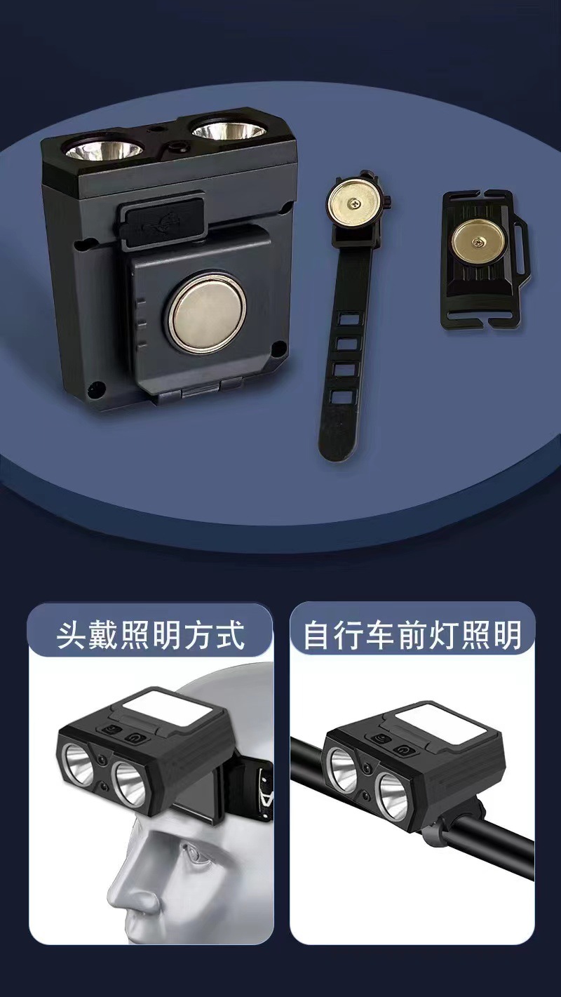 跨境新款感应LED强光多功能户外防水夹帽头带户外照明夜钓帽夹灯详情15