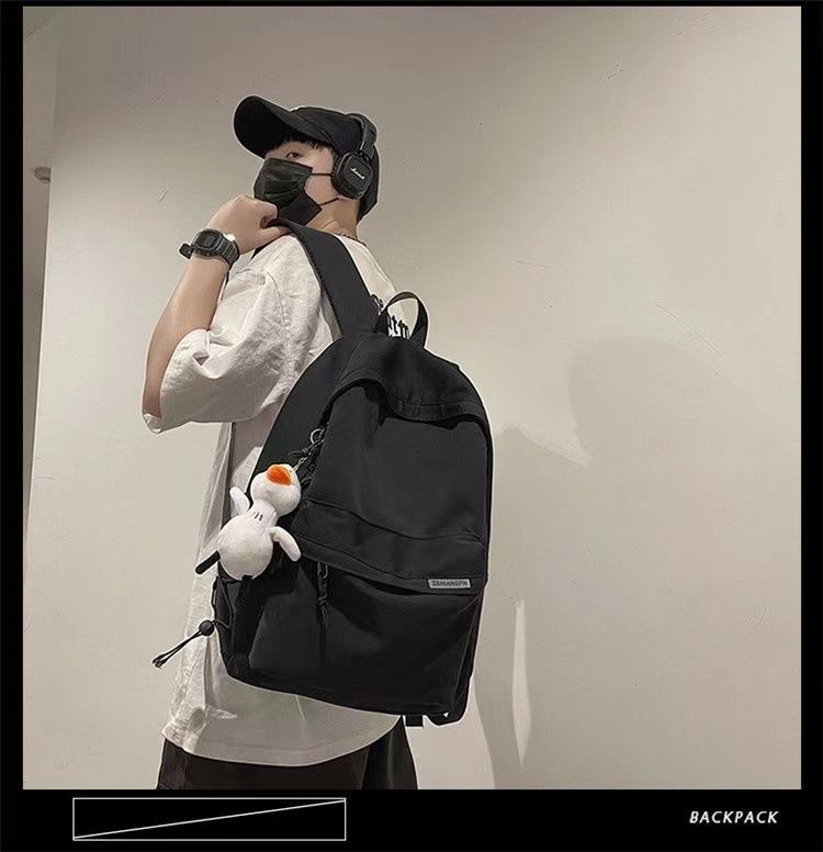 日系初高中学生上课书包男新款洋气质感纯色简约休闲女生双肩背包详情1