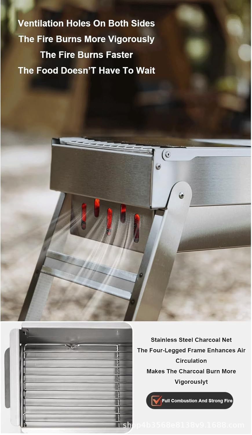 烧烤炉不锈钢家用折叠便携式小型烤炉烤肉架网户外烧烤炉子烧烤架详情7