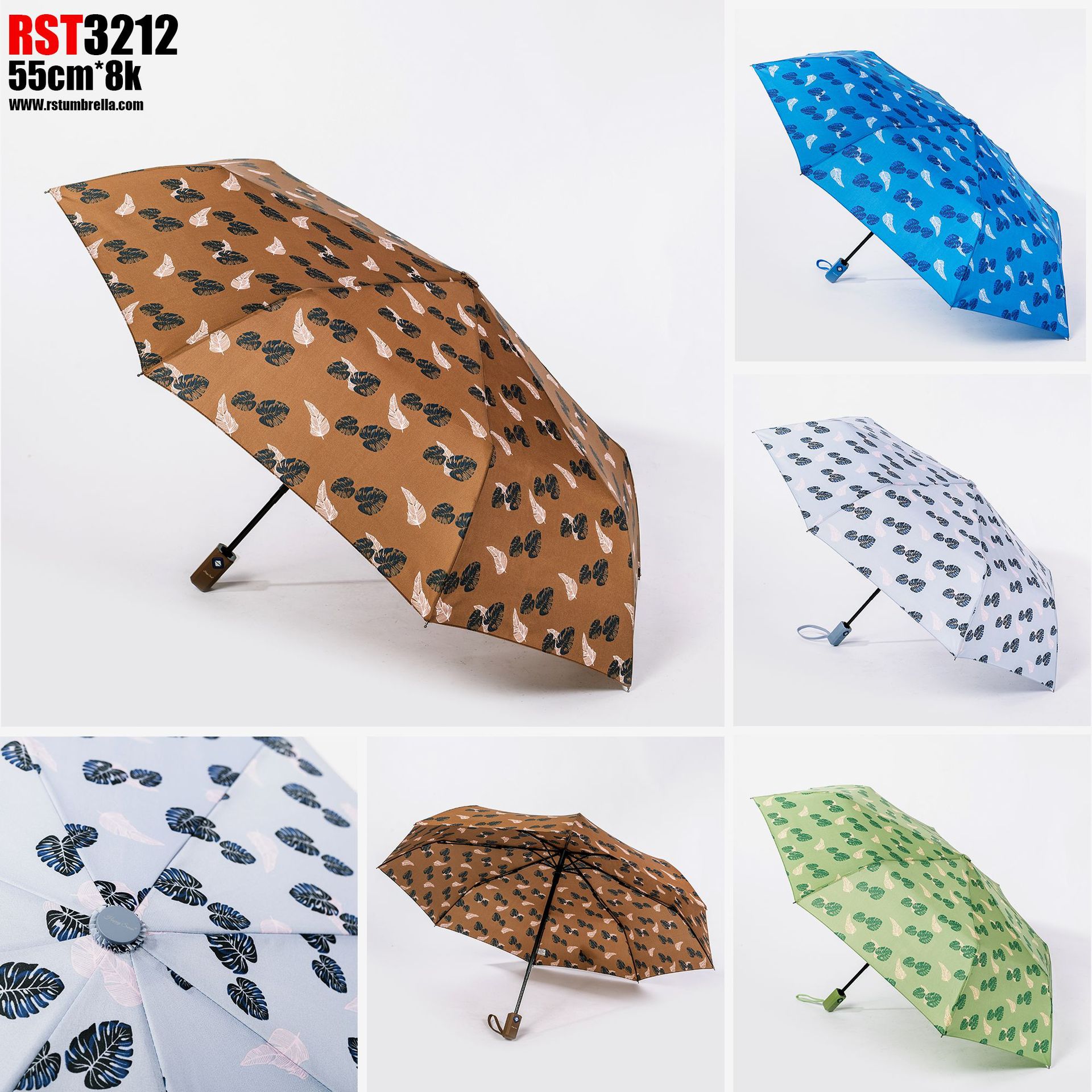 星宝三折全自动伞外贸伞three folding umbrella雨伞批发银杏叶图详情28