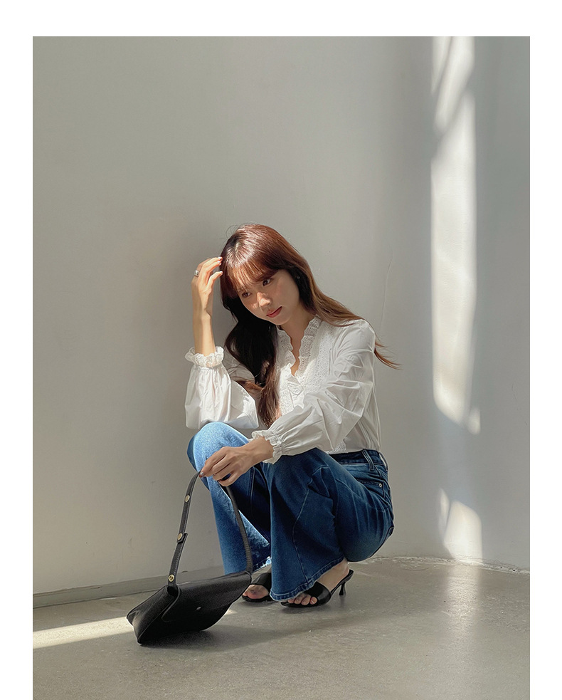 【90s Retro Horn 】 Ge Ming High-waisted slightly flared jeans for Women 2025 Spring New floor-length Pants R155H pic 34