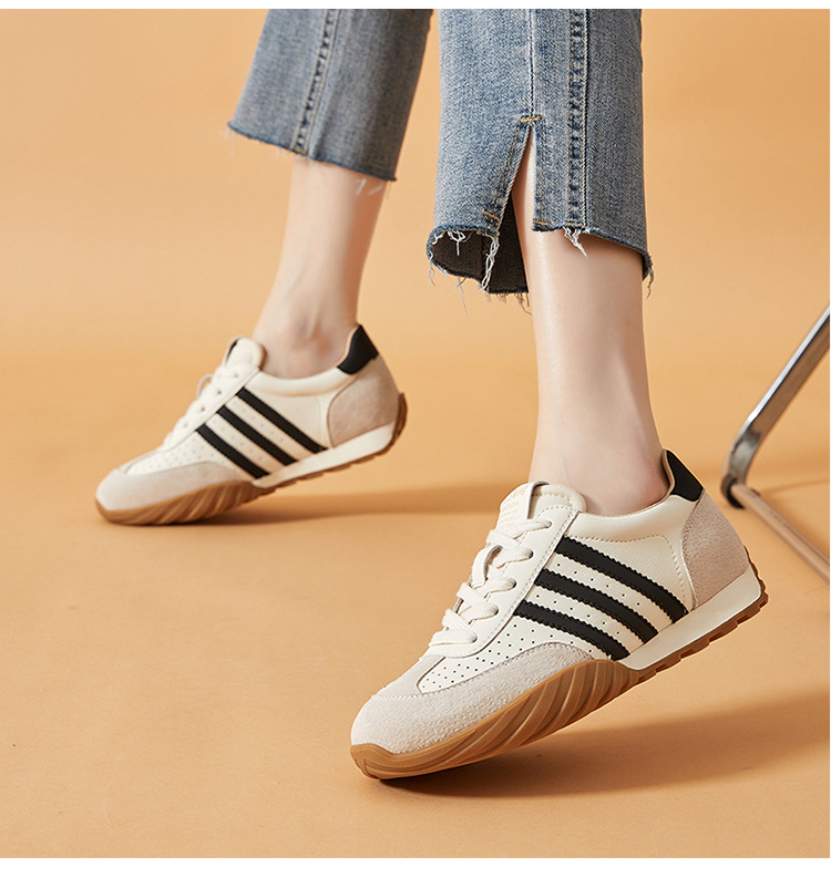 蜜蜂一狼旗舰店高端秋季德训女鞋休闲真皮运动阿甘鞋透气女士潮鞋详情15