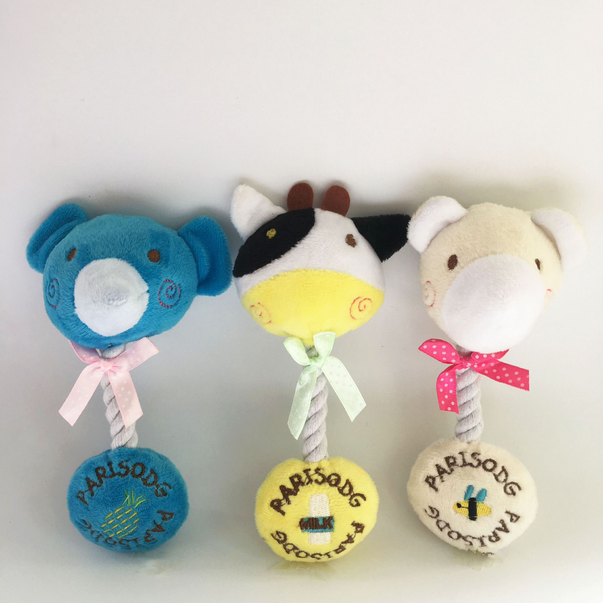 Cat and dog teething, teeth cleaning, plush sound-making toys with cotton ropes, bull and bear combination cloth toys, pet dog supplies pic 2
