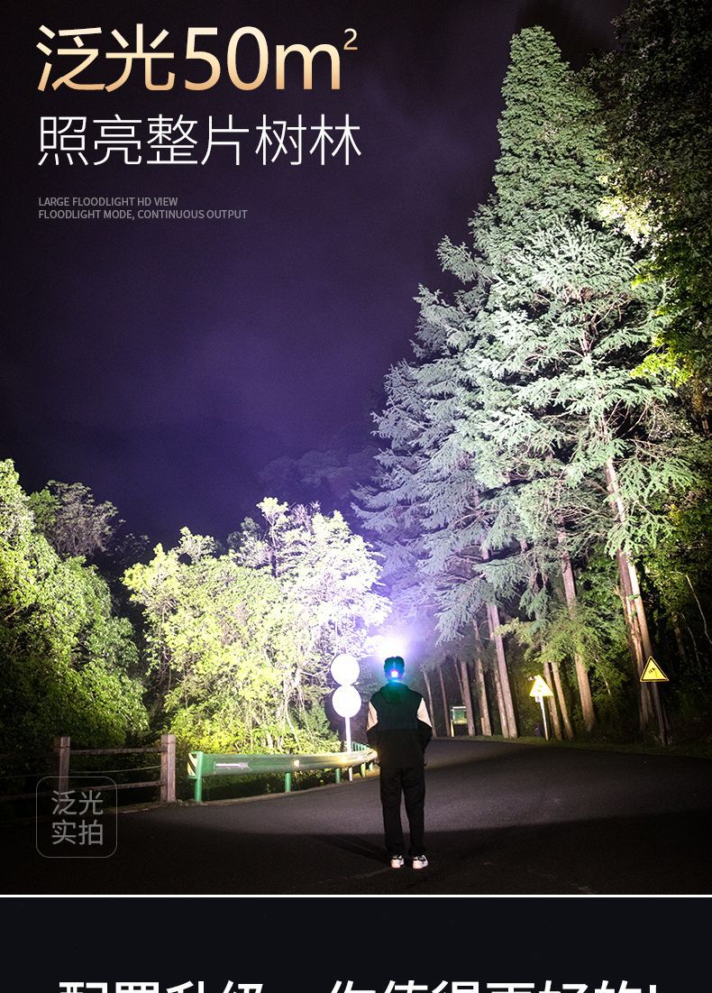 Wholesale outdoor LED sensor headlights, telescopic zoom, USB charging, strong light, waterproof searchlights, lighting accessories, heat sinks pic 3