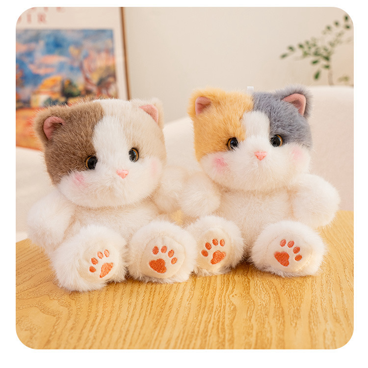 Cute and adorable golden gradient cat palm treasure, plush cat toy, learning set, Siamese cat office decoration pic 12
