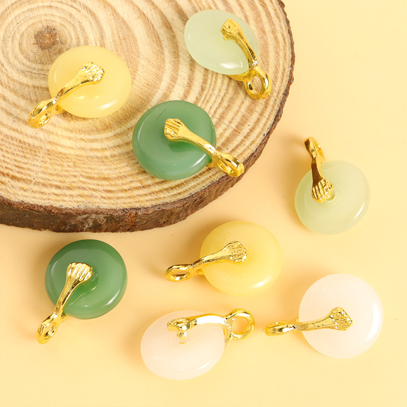 仿玉琉璃平安扣合金挂件小吊坠 diy饰品配件古风手链项链坠子材料详情3