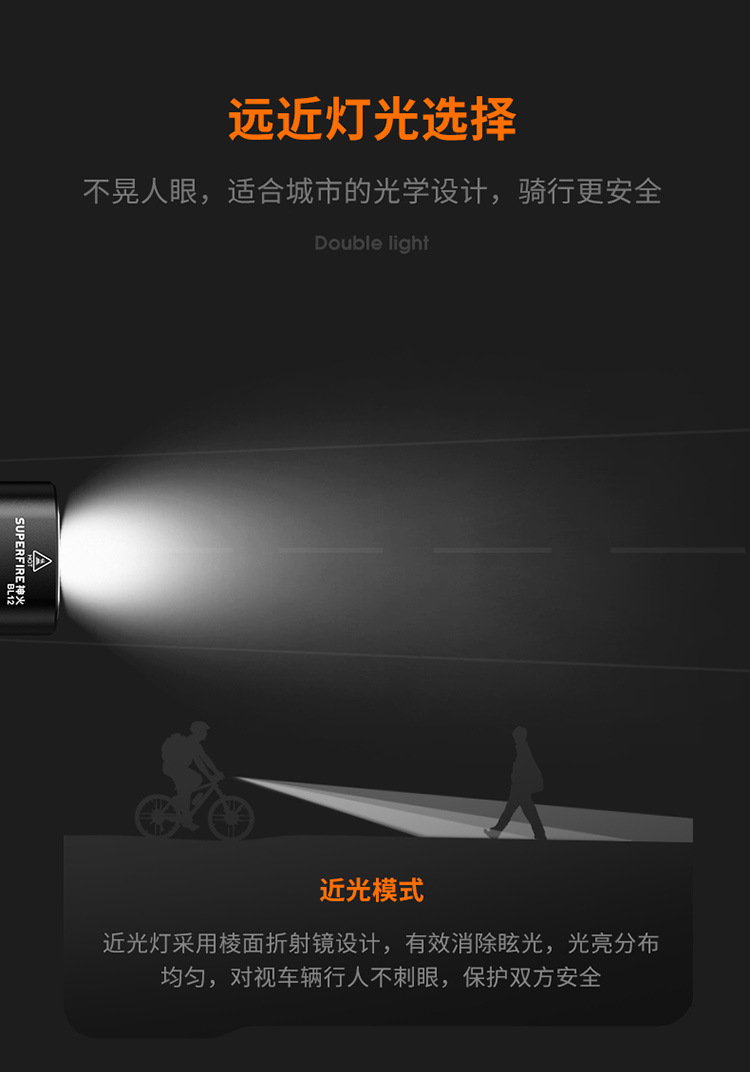 神火BL12强光超亮远射可充电远近光长续航夜骑山地公路自行车前灯详情3