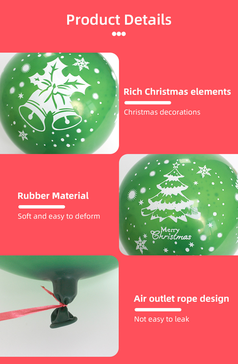 Christmas balloon party, red and dark green shopping mall decoration scene, Santa Claus, snowflake, latex thickened balloons pic 8