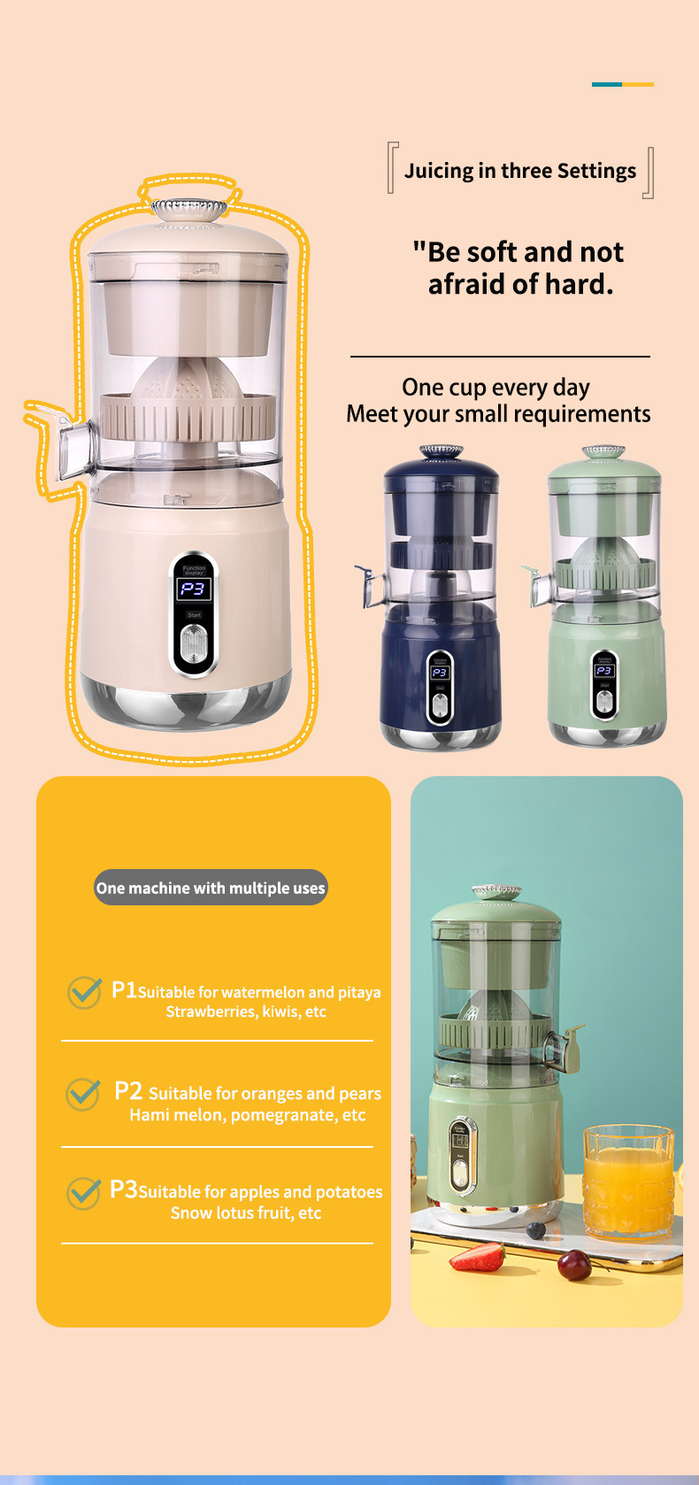 Cross-border juicer, multi-functional household portable electric small residue and juice separator, no-cut fruit and vegetable juice maker pic 10