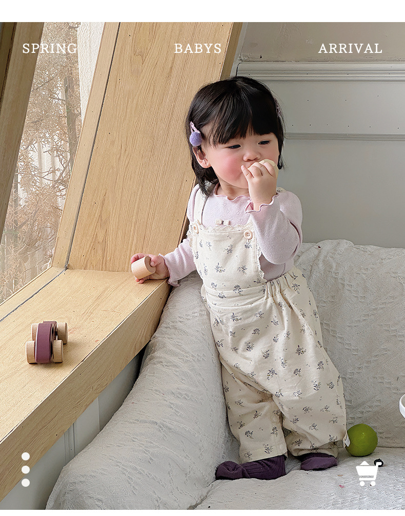 婴儿连体衣套装北欧碎花外出服女宝宝打底衫背带裤幼童两件套清新详情2