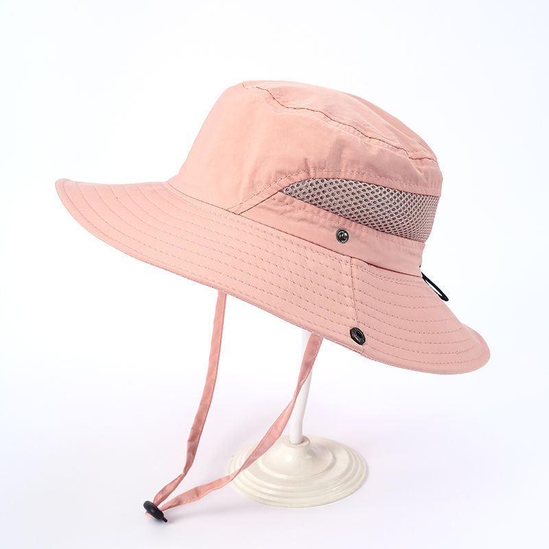 Best-selling solid-color glossy fisherman hats, parent-child style, large-brimmed sunshade, quick-drying, waterproof fabric mountaineering hats, and adult hats in foreign trade pic 9