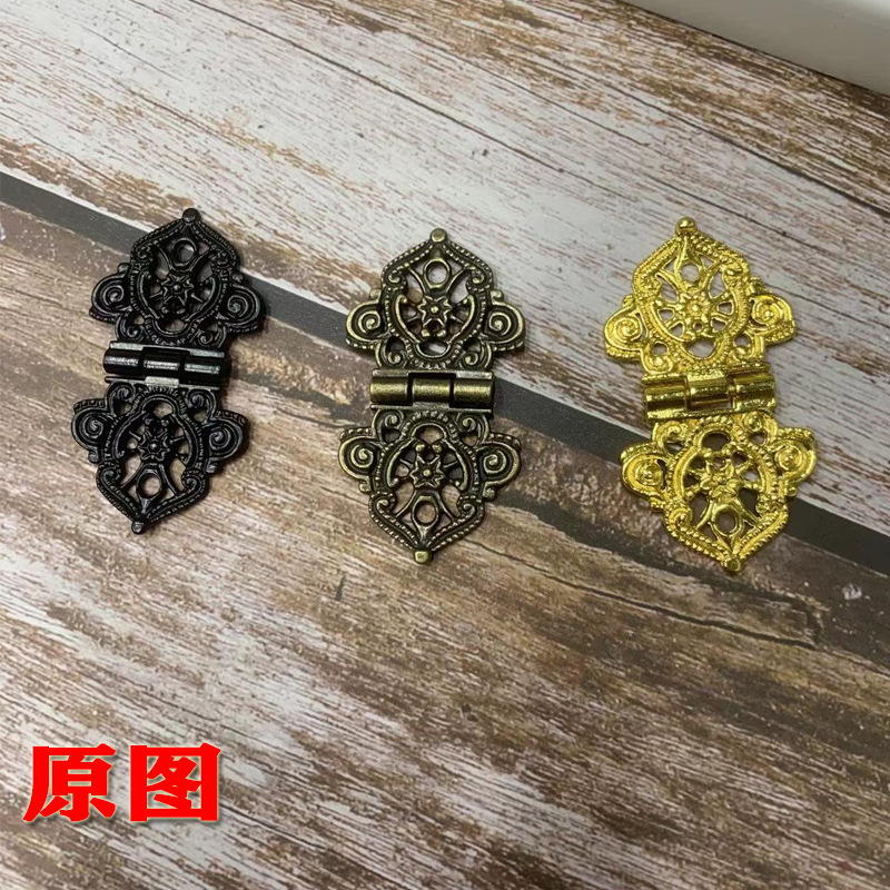 Antique-style printed hinges, zinc alloy antique-style small hinges, wooden box, gift box, furniture hardware accessories, gift box hinges pic 3