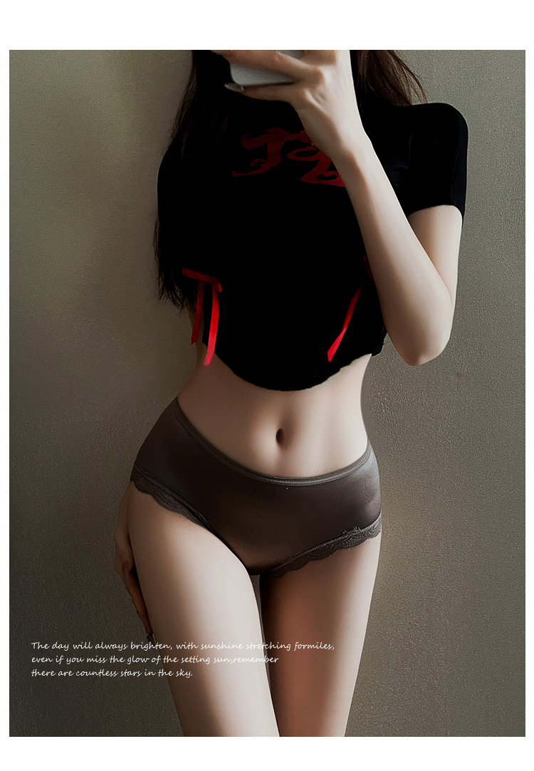 新款纯欲网纱内裤少女中腰舒适性感蕾丝透气棉裆无痕女士三角裤详情9