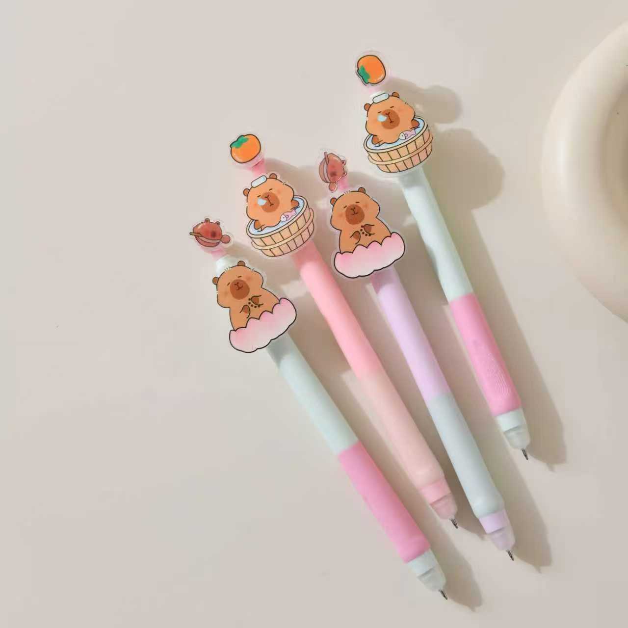 晨兮可爱创意卡通学生中性笔高颜值速干卡皮巴拉款批发办公文化书写礼品笔详情9